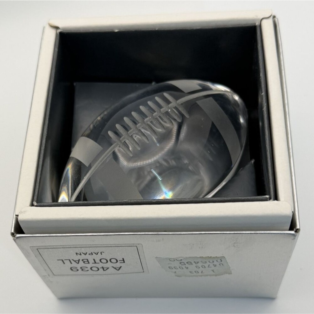 🏈✨ SASAKI Crystal Etched Football Paperweight – Japan 🇯🇵 ✨🏈